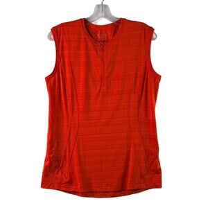 Athleta Pacifica Illume UPF Fitted Tank Half Zip Orange Womens Large Fitted